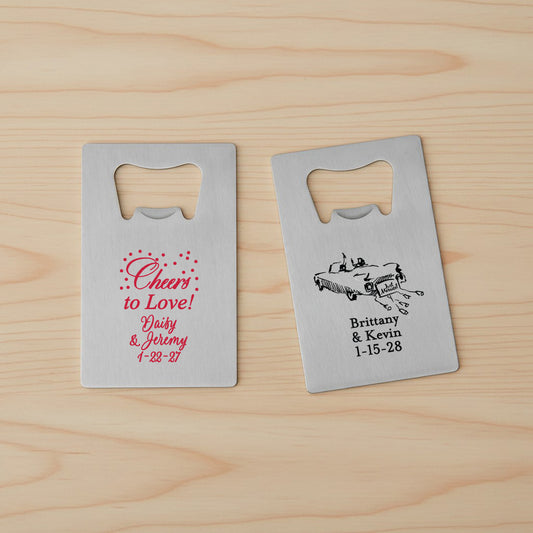 Wedding Personalized Silver Credit Card Bottle Opener - Set of 24