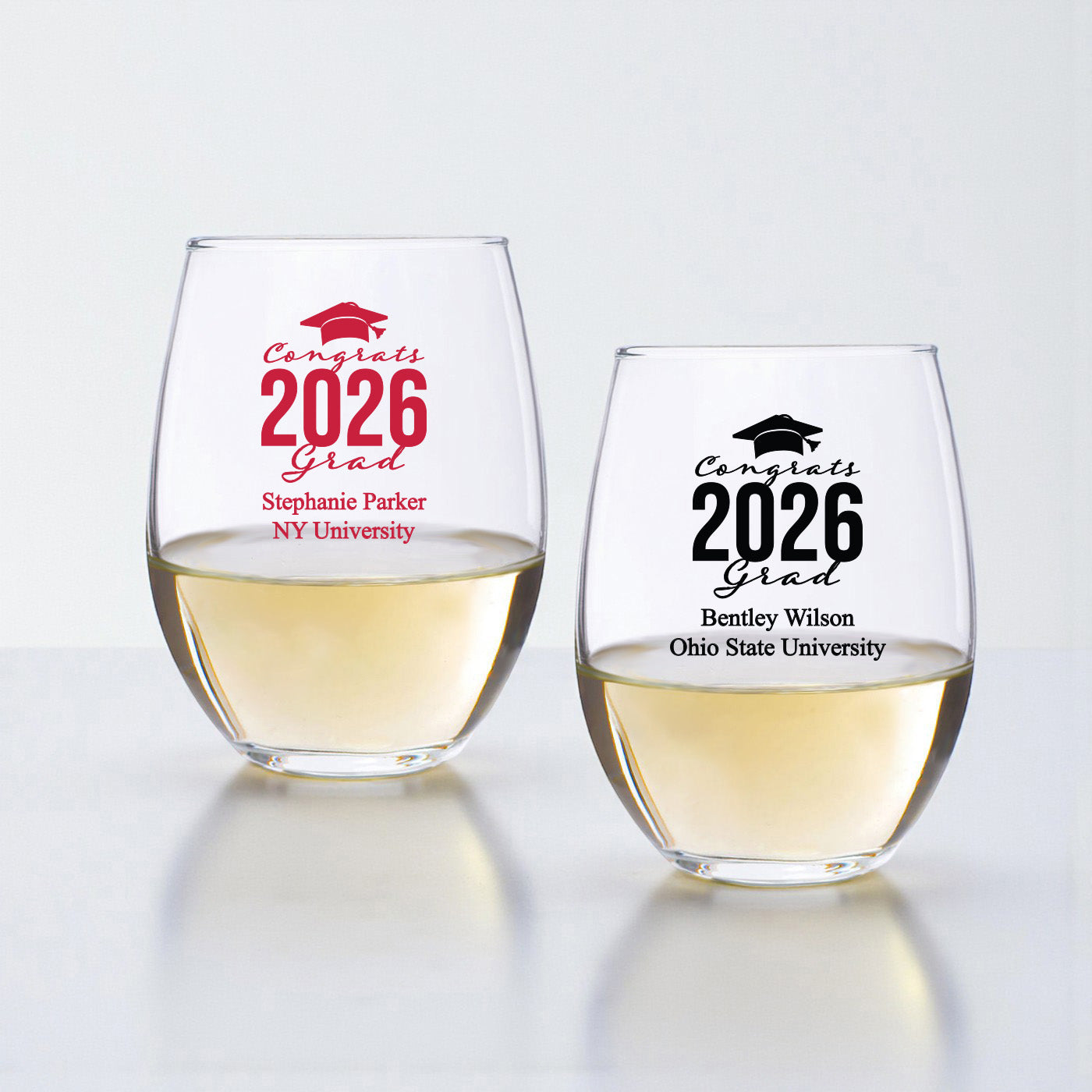 Congrats Grad Personalized 9 oz. Stemless Wine Glass - Set of 24