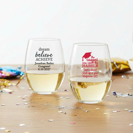 Graduation Personalized 9 oz. Stemless Wine Glass - Set of 24