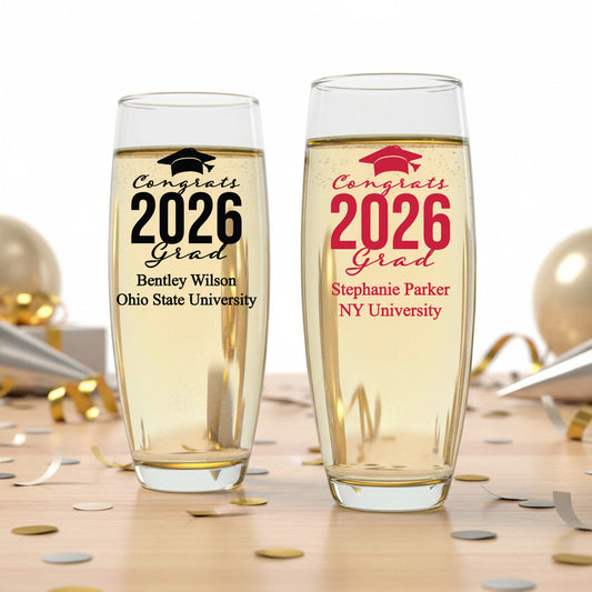 Congrats Grad Personalized Stemless Champagne Glass - Set of 24