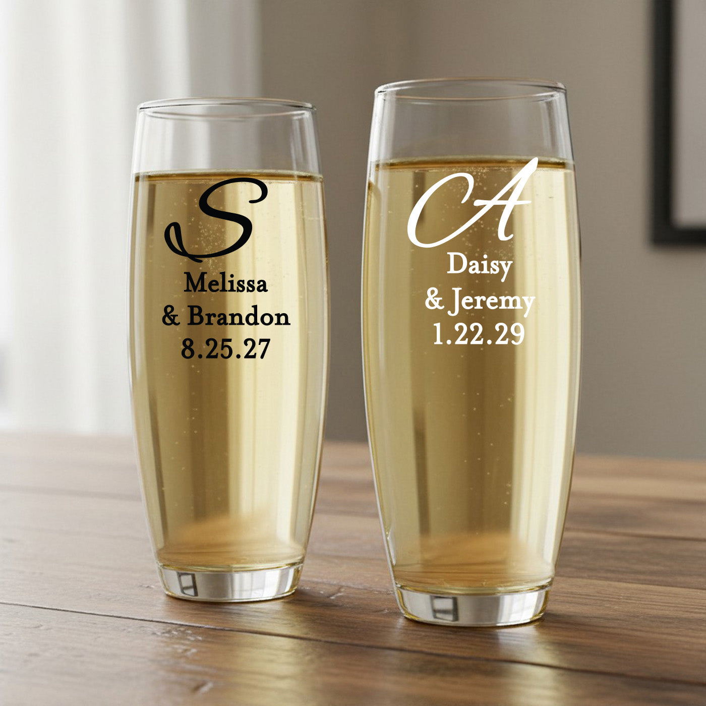 Monogram Script Personalized Stemless Champagne Glass - Set of 24