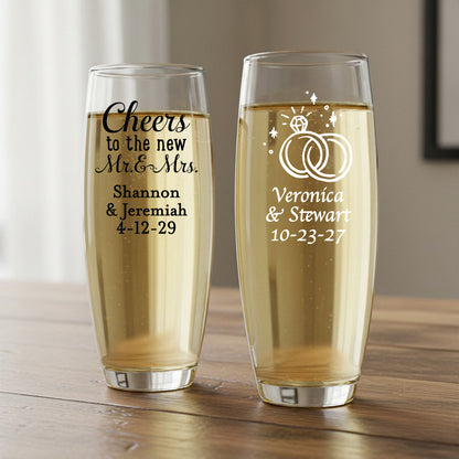 Wedding Personalized Stemless Champagne Glass - Set of 24