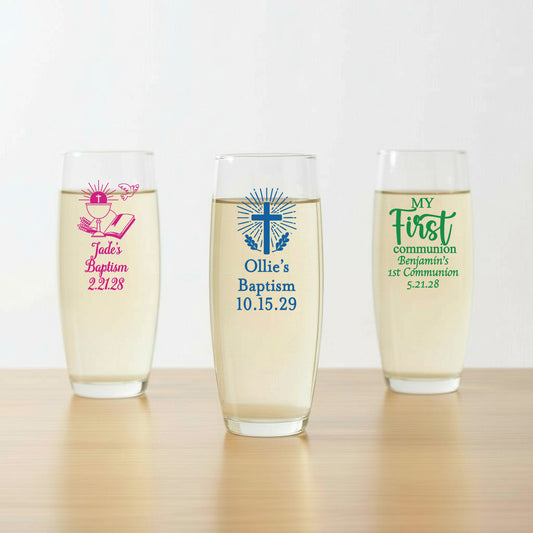 Religious Personalized Stemless Champagne Glass - Set of 24