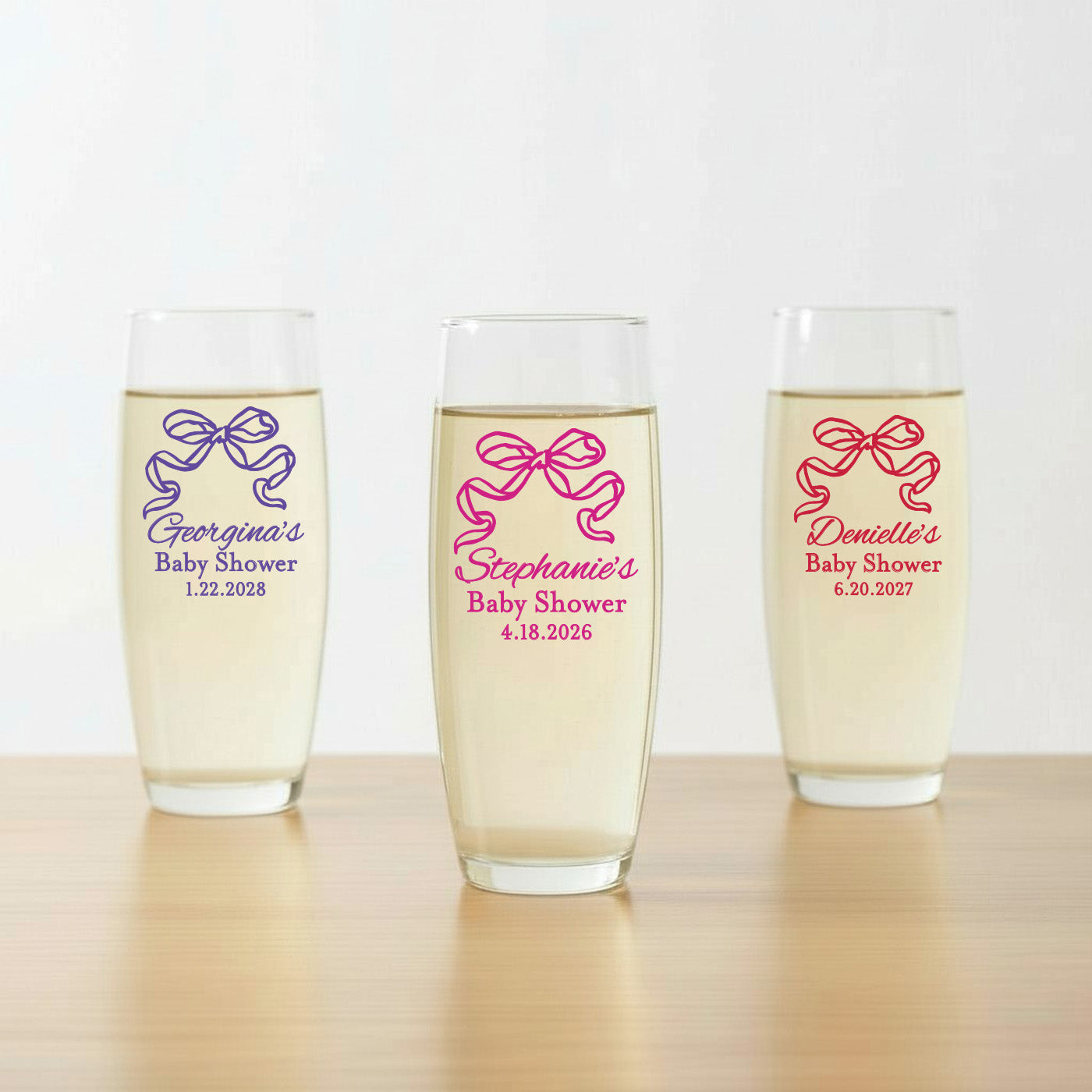 Bow Personalized Stemless Champagne Glass - Set of 24