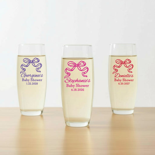 Bow Personalized Stemless Champagne Glass - Set of 24