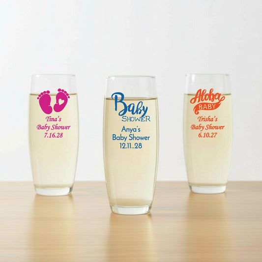Baby Shower Personalized Stemless Champagne Glass - Set of 24