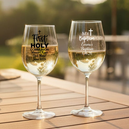 Religious Personalized Wine Glass with Stem - Set of 24