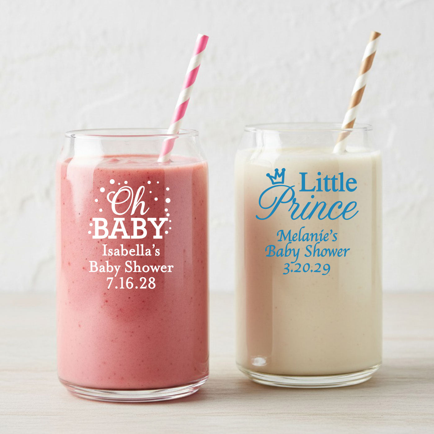 Baby Shower Personalized Can Glass - Set of 18