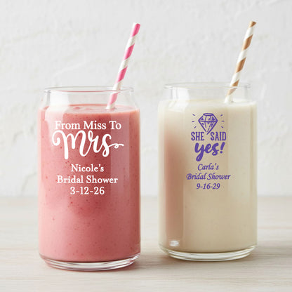 Bridal Shower Personalized Can Glass - Set of 18