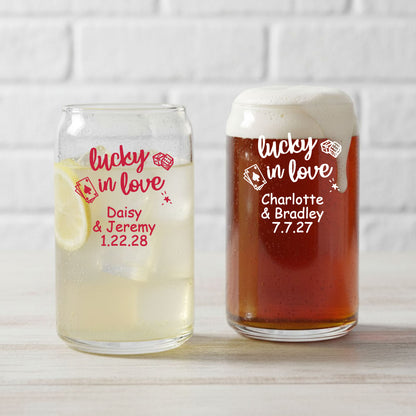 Lucky In Love Personalized Can Glass - Set of 18