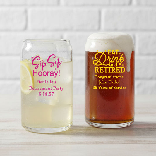 Retirement Personalized Can Glass - Set of 18