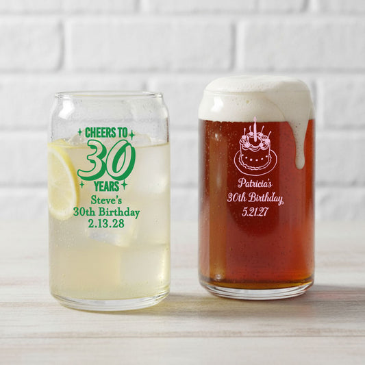 30th Birthday Personalized Can Glass - Set of 18