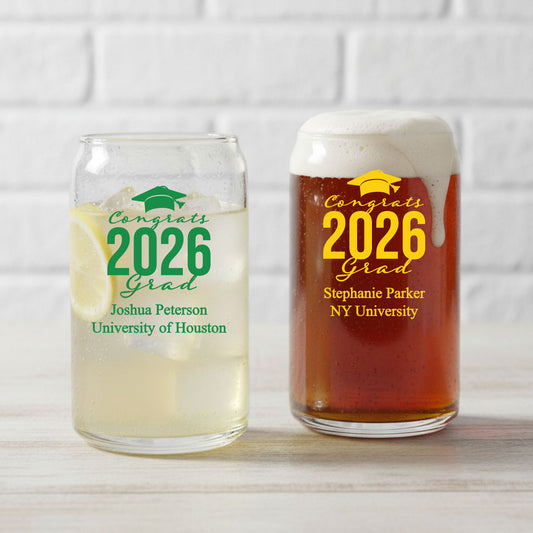 Congrats Grad Personalized Can Glass - Set of 18