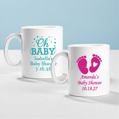 Baby Shower Personalized Ceramic Coffee Mugs - Set of 12