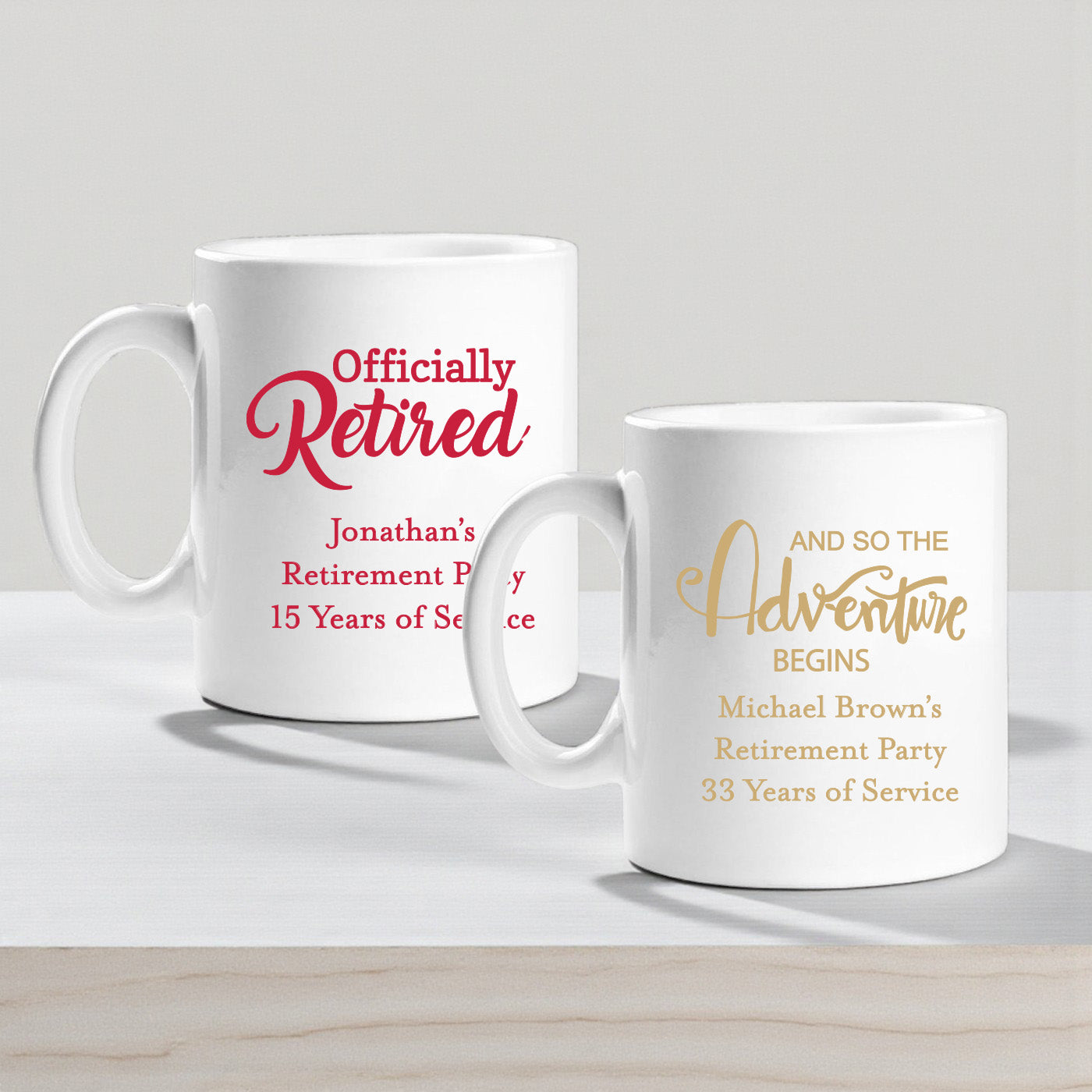 Retirement Personalized Ceramic Coffee Mugs - Set of 12