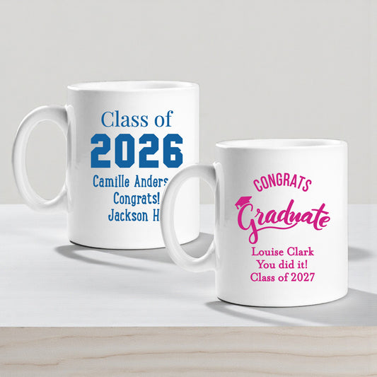 Graduation Personalized Ceramic Coffee Mugs - Set of 12