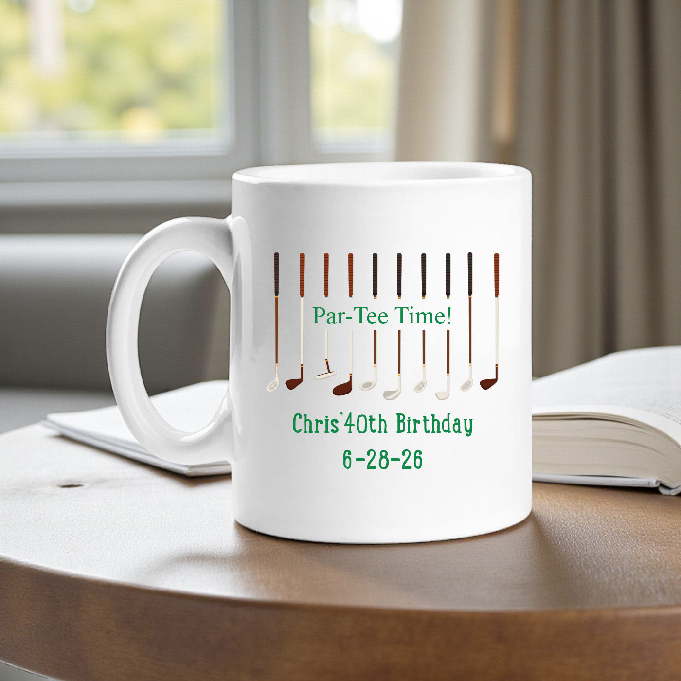 Par Tee Time Personalized Ceramic Coffee Mugs - Set of 12