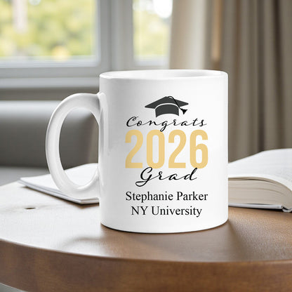 Congrats Grad Personalized Ceramic Coffee Mugs - Set of 12