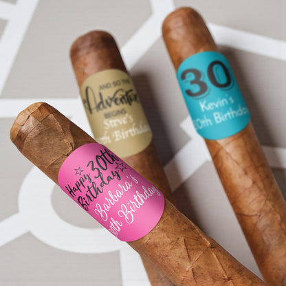 30th Birthday Personalized Cigar Band Labels - Set of 15