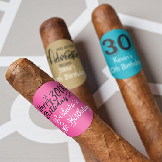 30th Birthday Personalized Cigar Band Labels - Set of 15