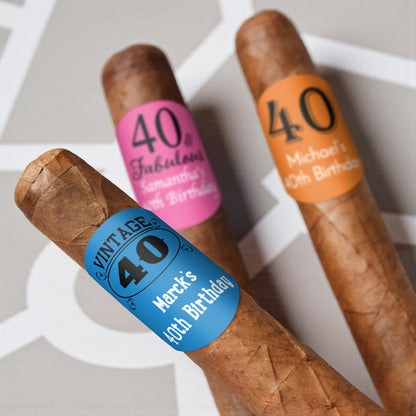 40th Birthday Personalized Cigar Band Labels - Set of 15
