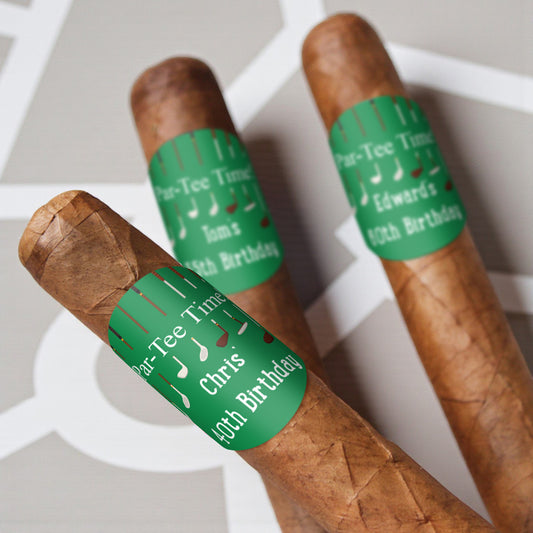 Par Tee Time Personalized Cigar Band Labels - Set of 15