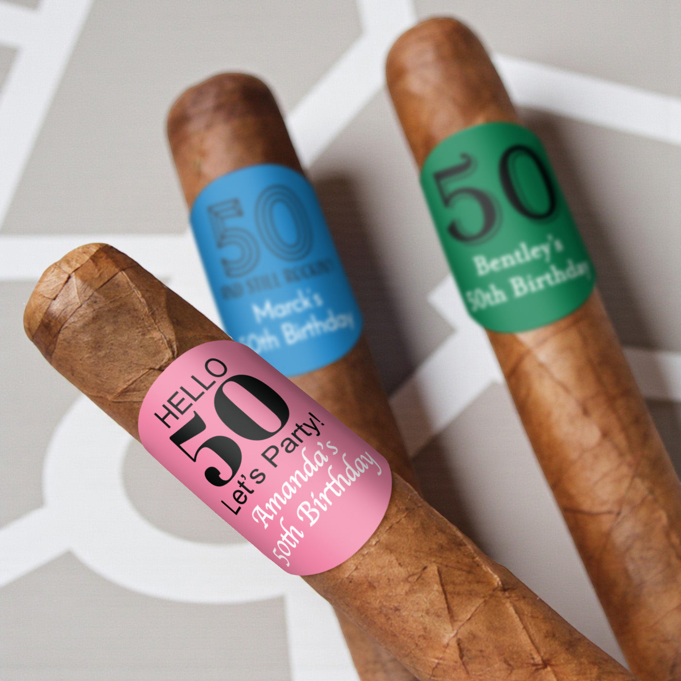 50th Birthday Personalized Cigar Band Labels - Set of 15