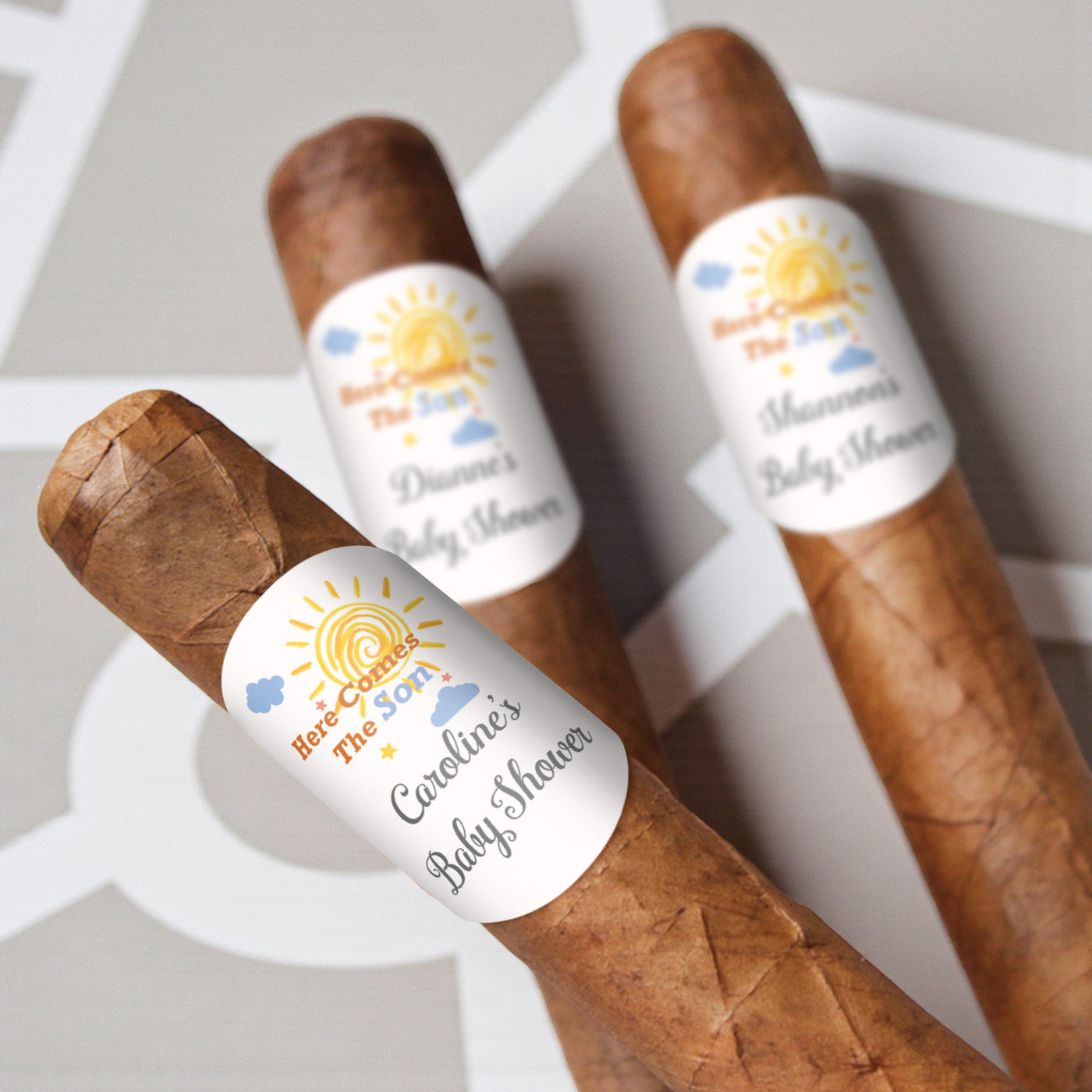 Here Comes The Son Personalized Cigar Band Labels - Set of 15