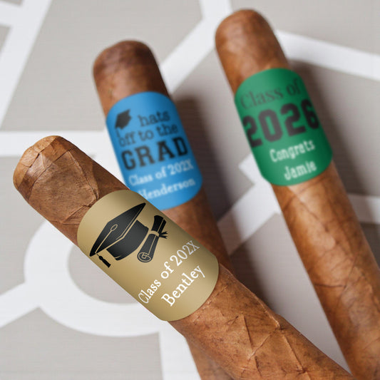 Graduation Personalized Cigar Band Labels – Set of 15