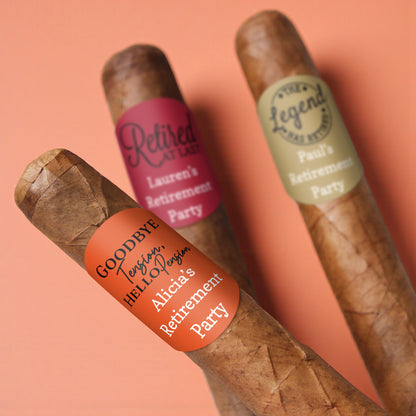 Retirement Personalized Cigar Band Labels - Set of 15