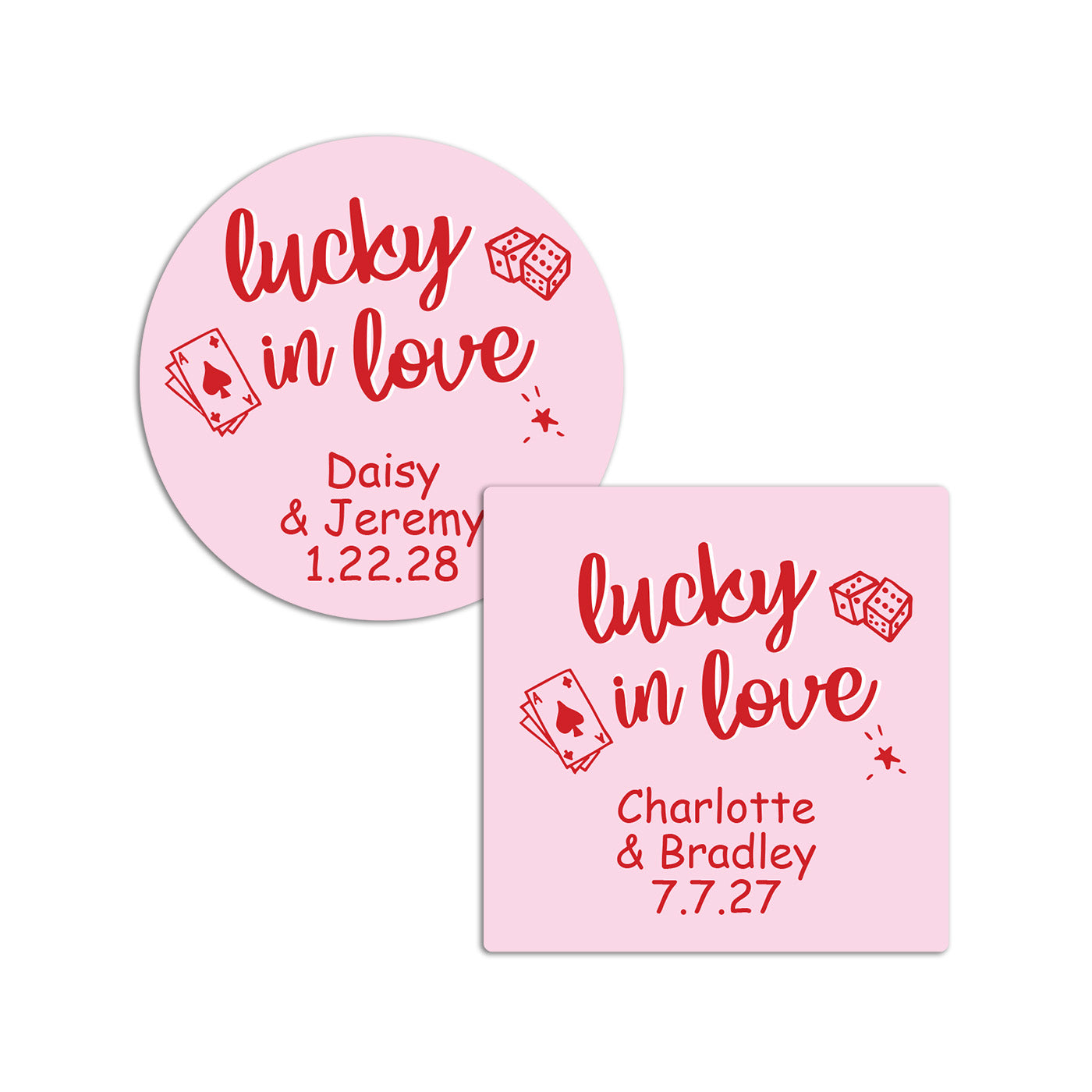 Lucky In Love Personalized Round/Square Labels - Set of 24