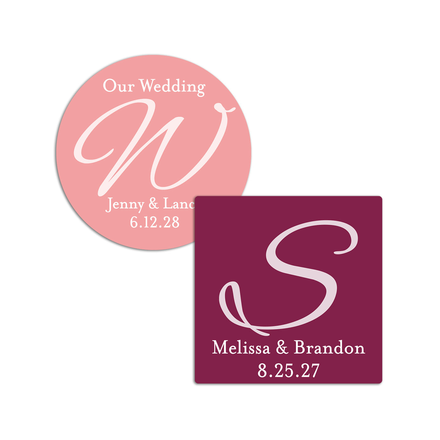 Monogram Script Personalized Round/Square Labels - Set of 24