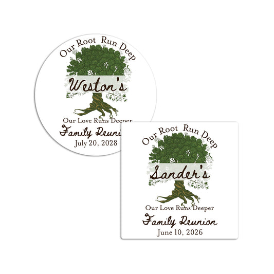 Family Reunion Personalized Round/Square Labels - Set of 24