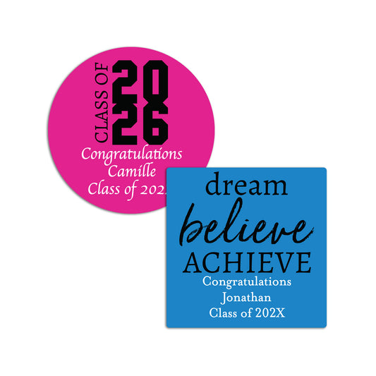 Graduation Personalized Round/Square Labels - Set of 24