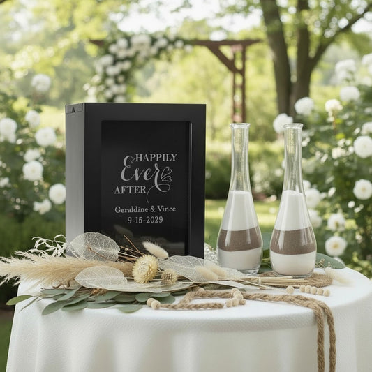 Happily Ever After Sand Ceremony Set, Personalized 3-Piece Wedding Shadow Box Frame