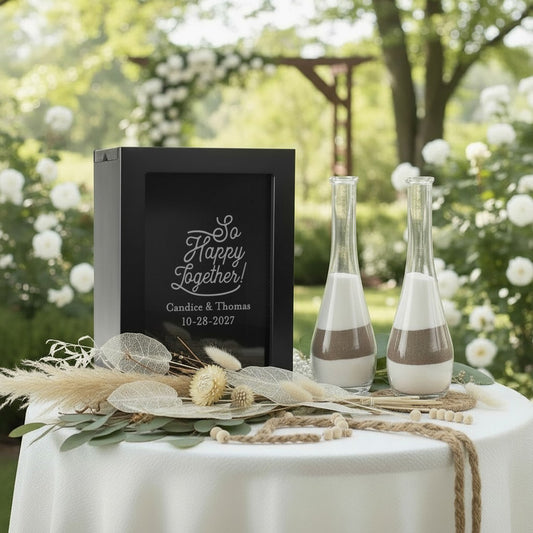 So Happy Together Sand Ceremony Set, Personalized 3-Piece Wedding Shadow Box Frame