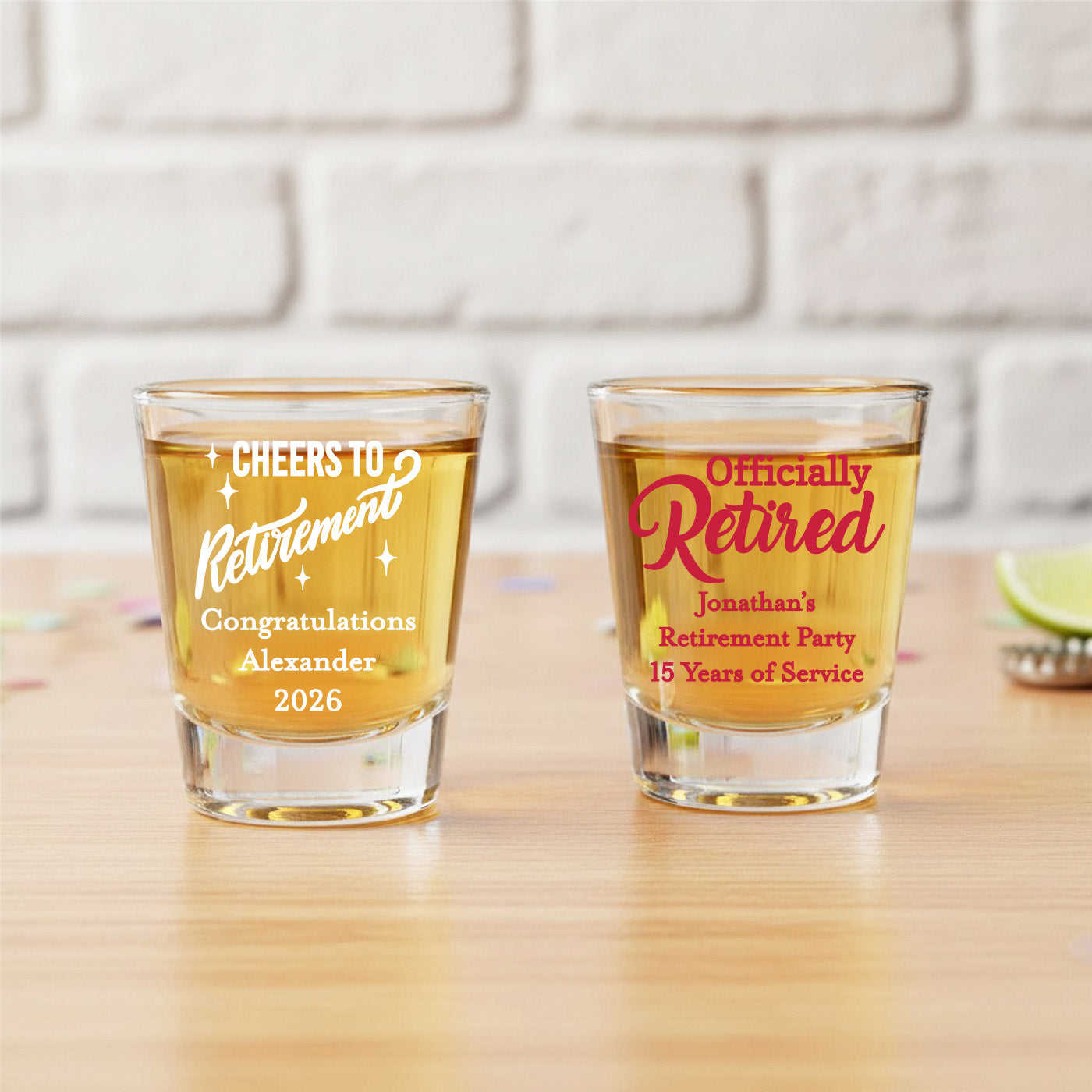 Retirement Personalized Fluted Shot Glass - Set of 24 – The Abby Smith ...