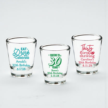 30th Birthday Personalized Fluted Shot Glass - Set of 24
