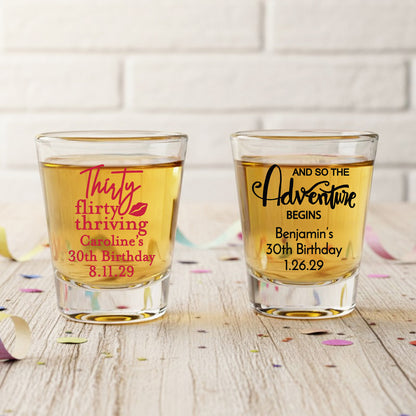 30th Birthday Personalized Fluted Shot Glass - Set of 24