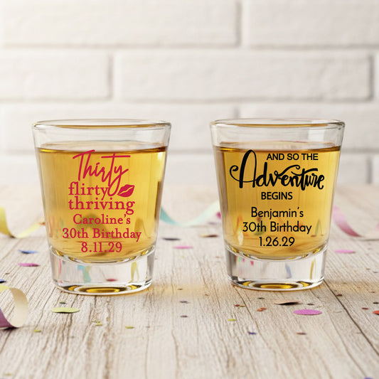 30th Birthday Personalized Fluted Shot Glass - Set of 24