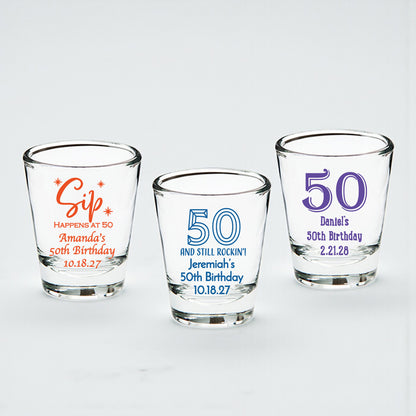 50th Birthday Personalized Fluted Shot Glass - Set of 24