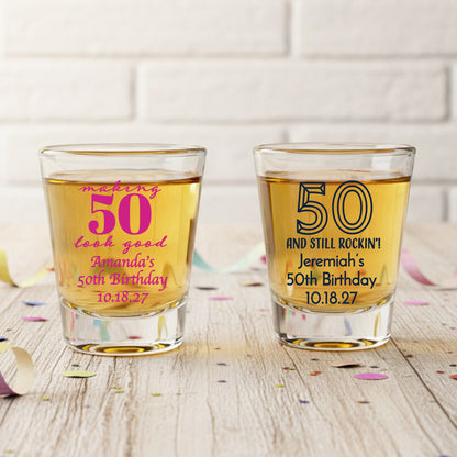 50th Birthday Personalized Fluted Shot Glass - Set of 24