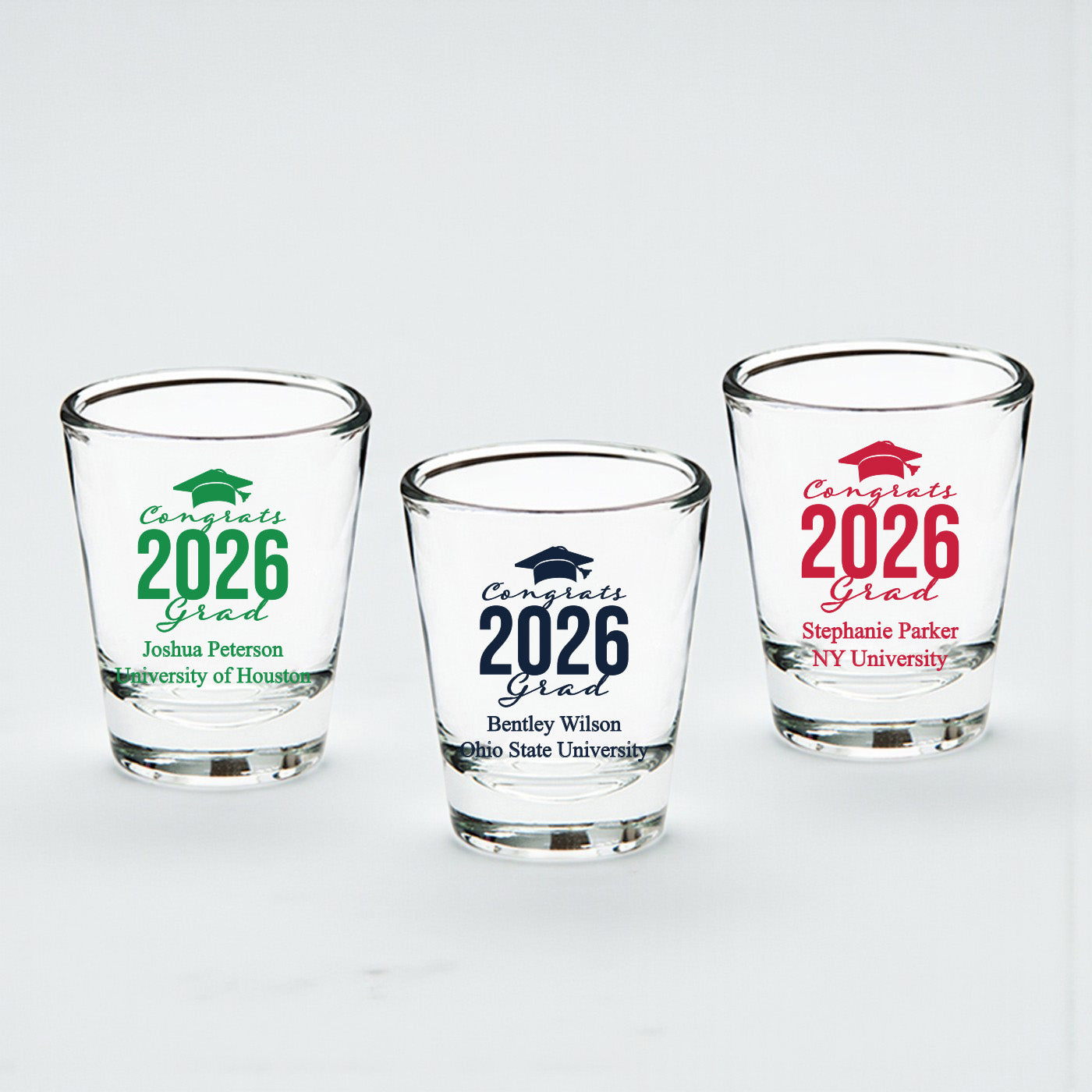 Congrats Grad Personalized Fluted Shot Glass - Set of 24