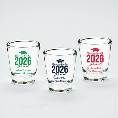 Congrats Grad Personalized Fluted Shot Glass - Set of 24