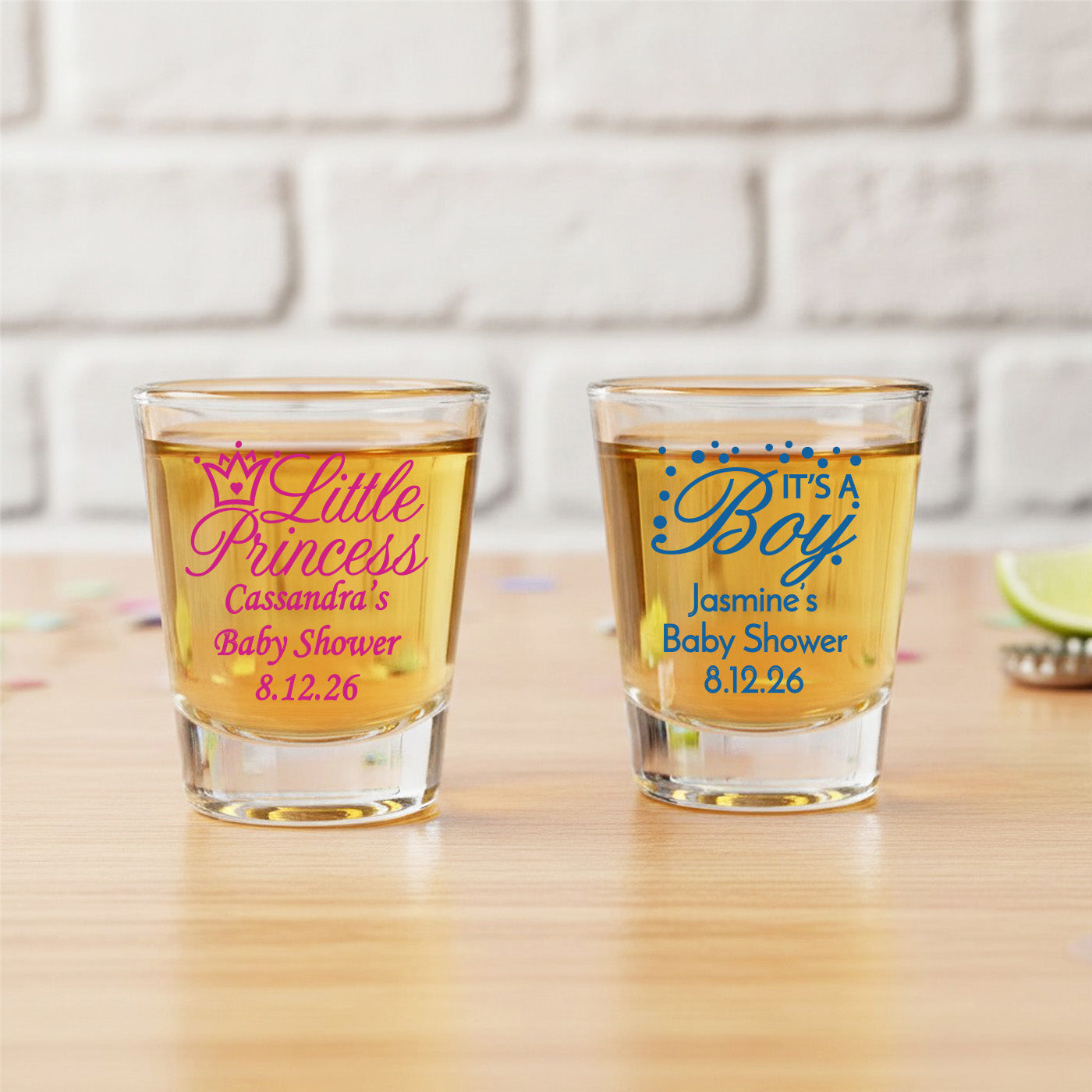 Baby Shower Personalized Fluted Shot Glass - Set of 24