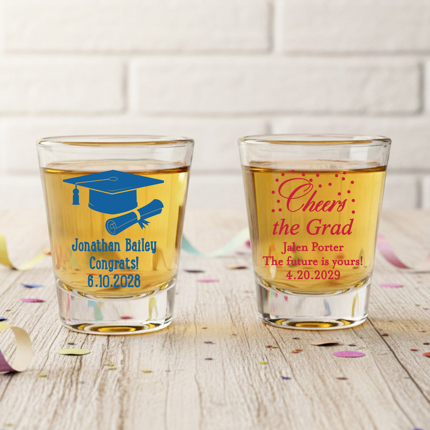 Graduation Personalized Fluted Shot Glass - Set of 24
