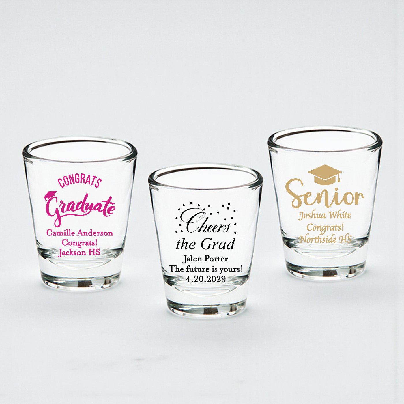 Graduation Personalized Fluted Shot Glass - Set of 24