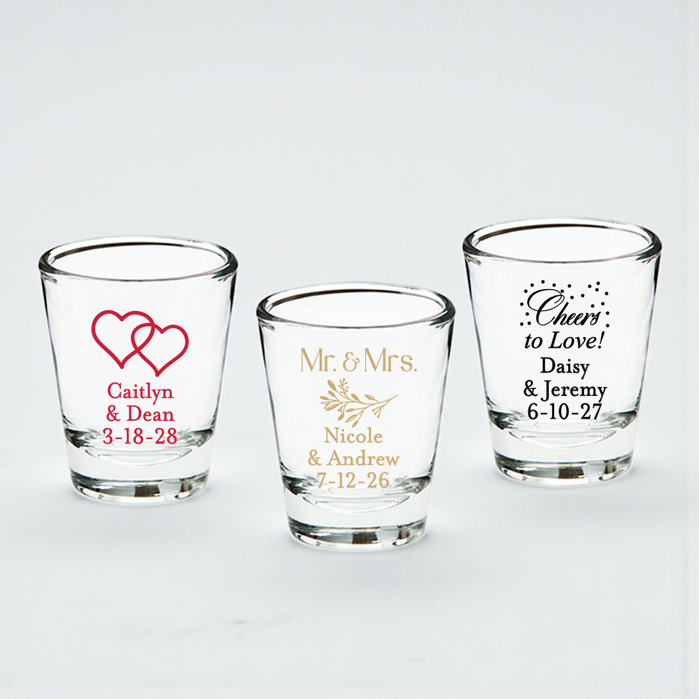 Wedding Personalized Fluted Shot Glass - Set of 24