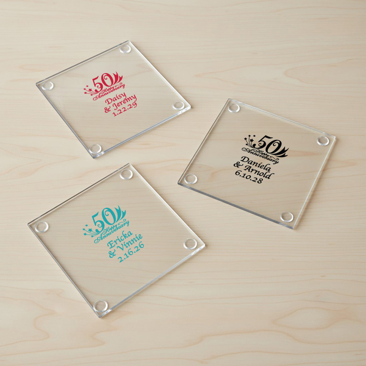 50th Wedding Anniversary Personalized Coaster - Set of 24
