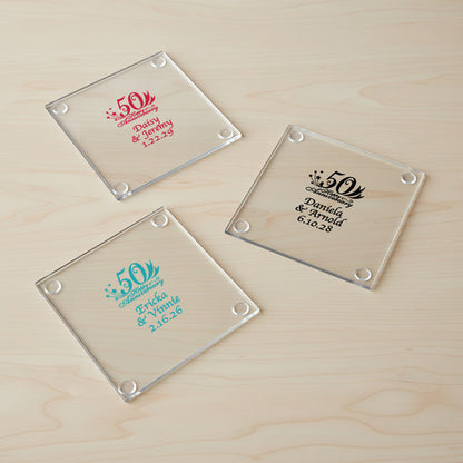 50th Wedding Anniversary Personalized Coaster - Set of 24